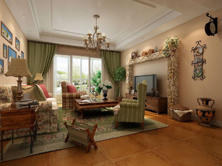 美式風(fēng)格客廳電視墻裝修效果圖